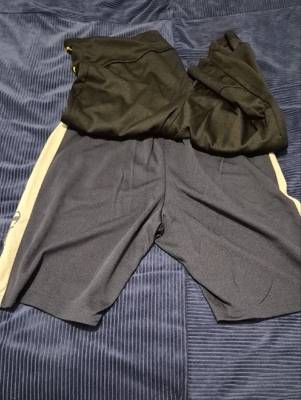 Champion Men's Black Athletic Shorts with Yellow Logo Accent